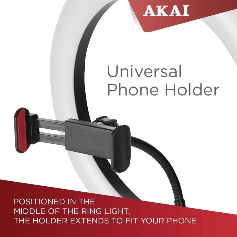 Akai 10inch Ring Light with Tripod Stand and Phone Holder