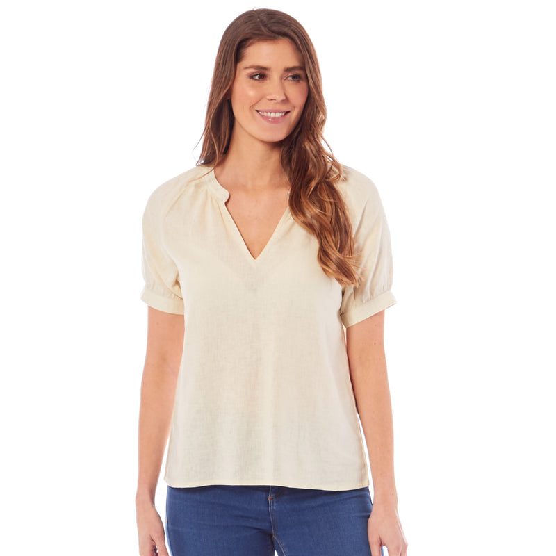 Ladies Linen Top - Cream