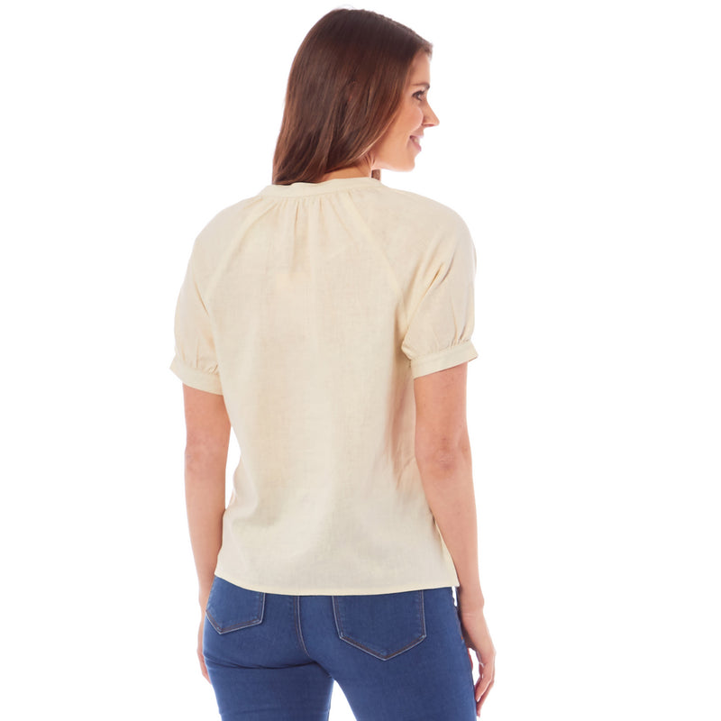 Ladies Linen Top - Cream