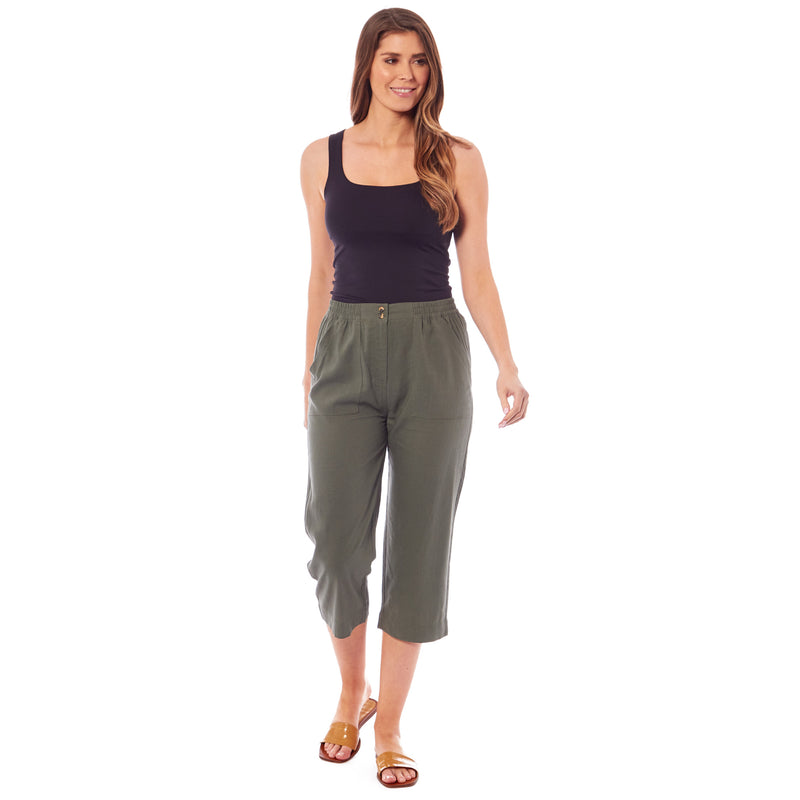 Wide-leg Linen-blend Pants - Light khaki green - Ladies | H&M US