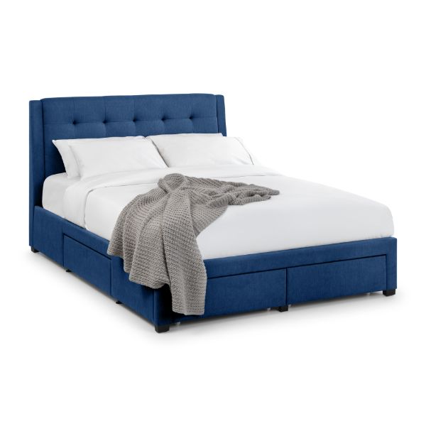 Fullerton King Bed with 4 Drawers 150cm Blue