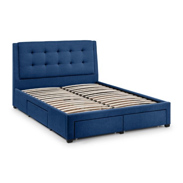 Fullerton King Bed with 4 Drawers 150cm Blue