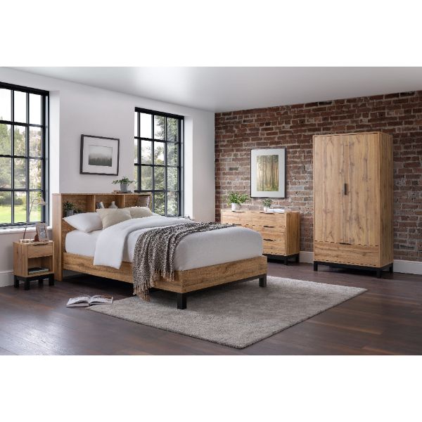 Bali King Bed Bookcase Headboard 150cm Oak