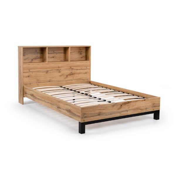 Bali King Bed Bookcase Headboard 150cm Oak