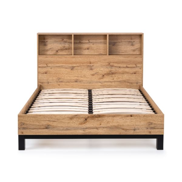 Bali King Bed Bookcase Headboard 150cm Oak