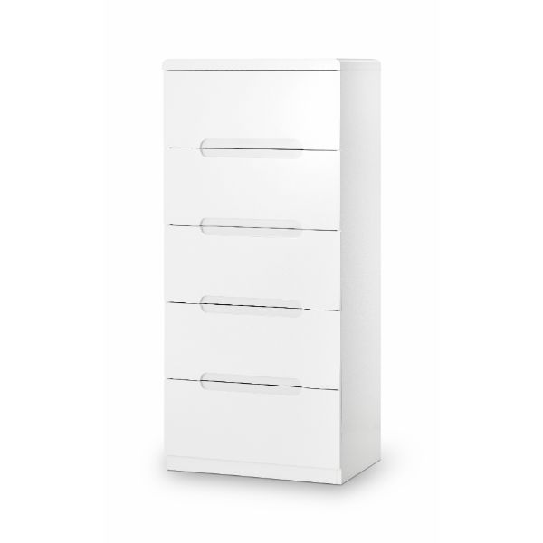 Manhattan Chest of 5 Drawers Tall White