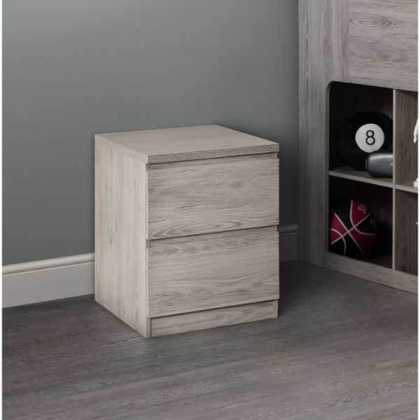 Jupiter Bedside Table with 2 Drawers Grey Oak