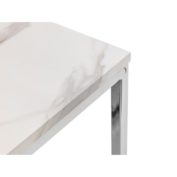 Scala Lamp Table White Marble & Chrome