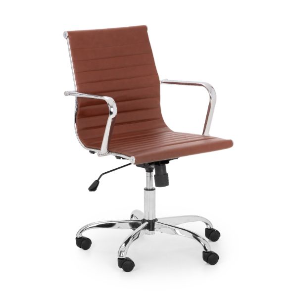 Gio Office Chair Brown & Chrome