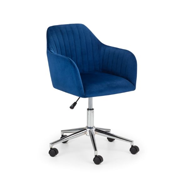 Kahlo Office Chair Velvet Swivel Blue/Chrome