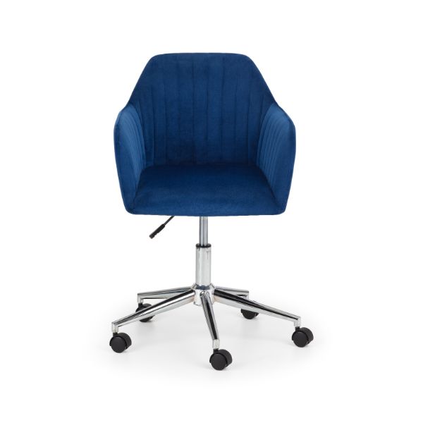 Kahlo Office Chair Velvet Swivel Blue/Chrome