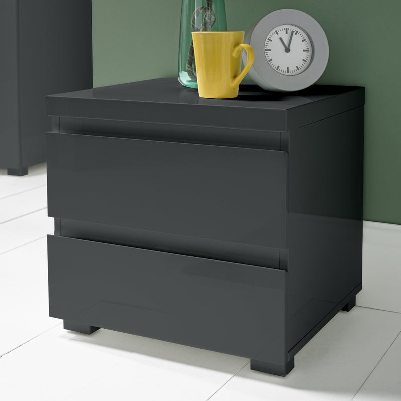 Puro Bedside Table with 2 Drawers - Charcoal Grey