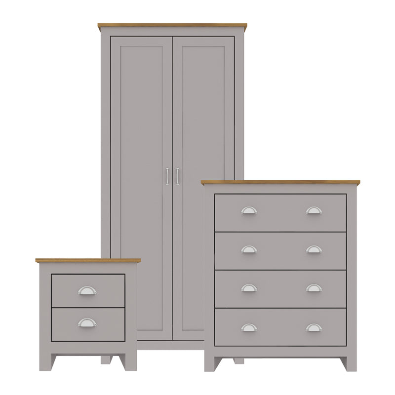 Lancaster Bedroom Furniture Set 3 Piece - Grey Oak