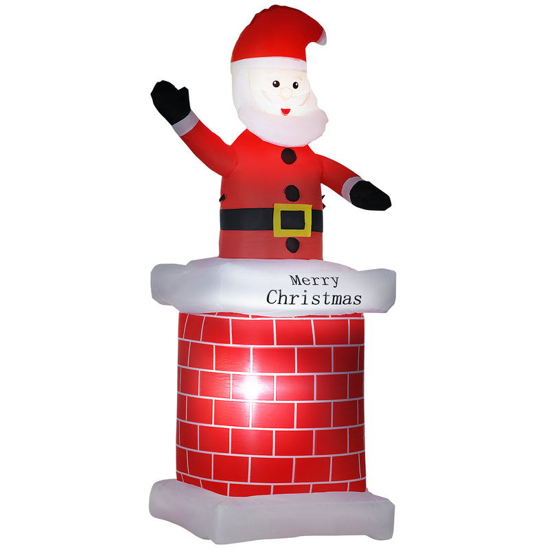 HOMCOM 7ft Christmas Inflatable Santa Claus from Chimney, Blow-Up Outdoor LED Garden Display for Lawn, Party