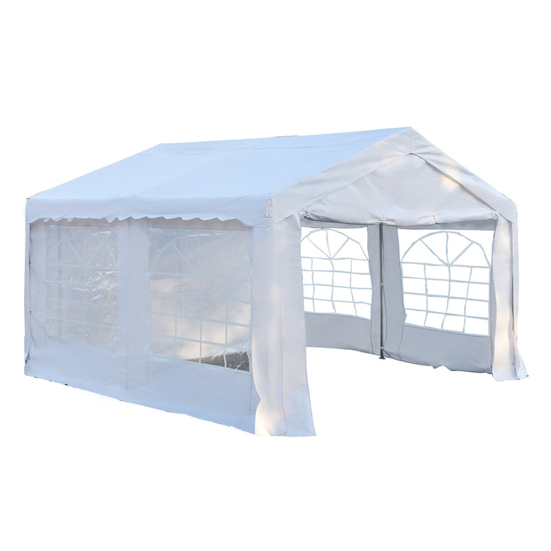 Outsunny 4m Gazebo Garden Marquee Canopy Party Carport Shelter Garage Tent White