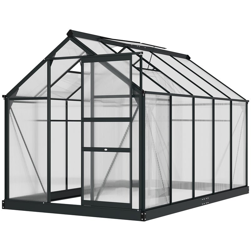 Outsunny 6x10ft Walk-In Polycarbonate Greenhouse Plant Grow Galvanized Aluminium