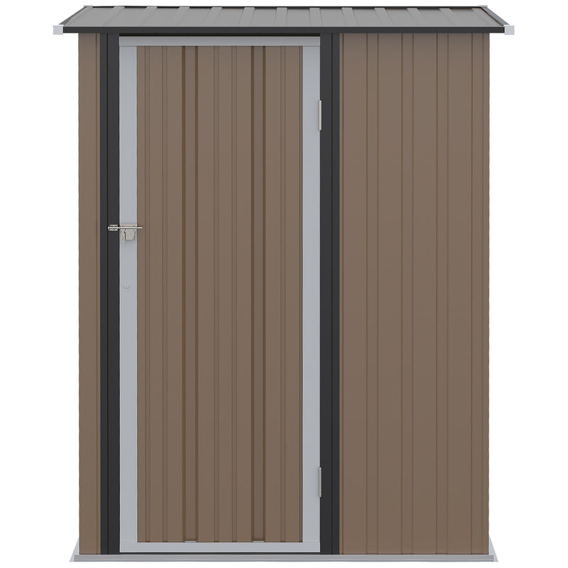 Outsunny Outdoor Storage Shed Steel Garden Shed with Lockable Door Brown