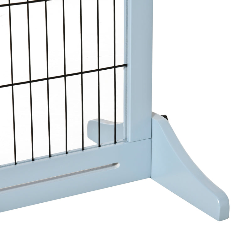 PawHut Adjustable Wooden Pet Gate Freestanding Dog Barrier for Doorway, Grey