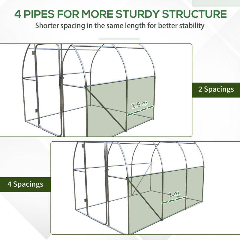 Outsunny 3 x 2M Reinforced Walk-in Polytunnel Garden Greenhouse Steel Frame