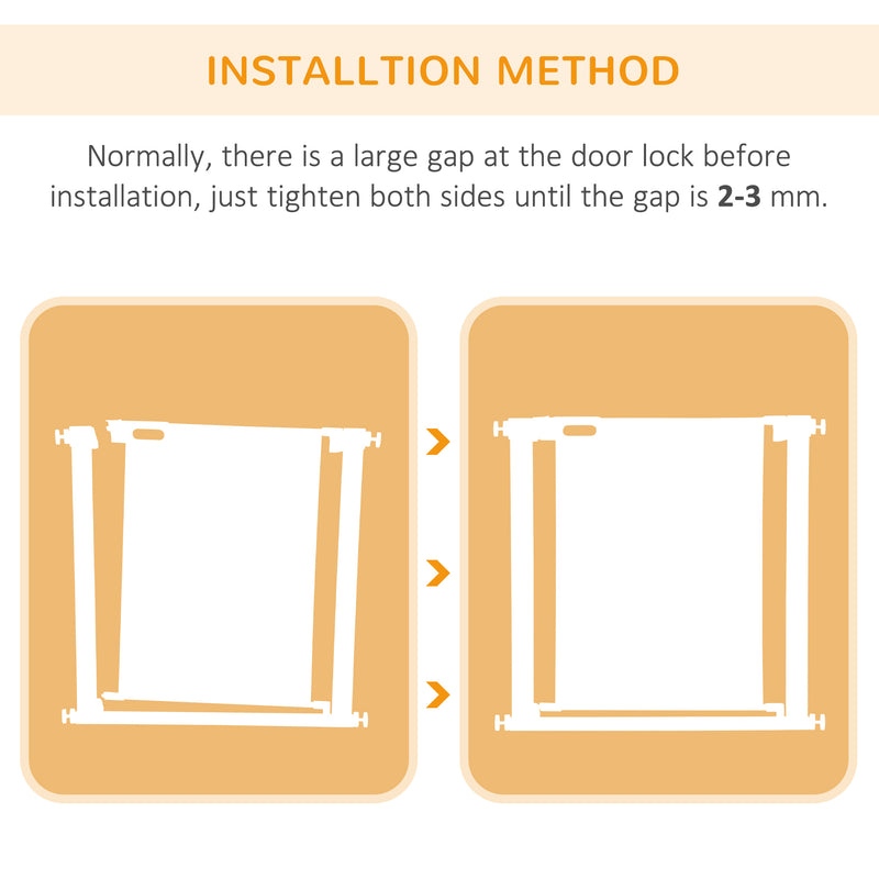 PawHut Pressure Fit Safety Gate for Stairs w/ Auto Close 75-82 cm - Black