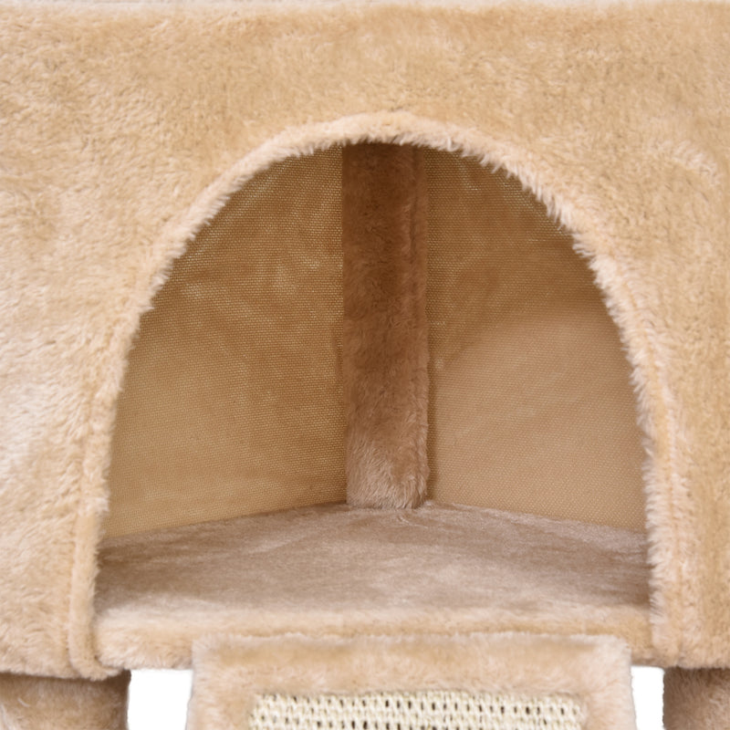 PawHut Corner Cat Tree Tower for Indoor Cats with Scratching Post, Condo, Beige