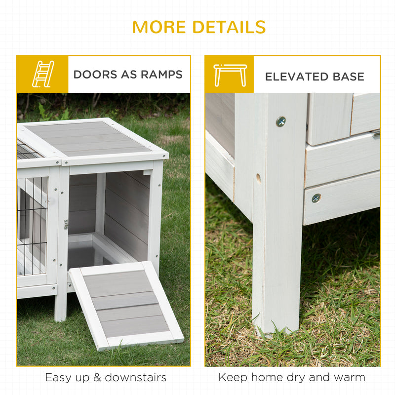 PawHut Rabbit Hutch Separable Guinea Pig Cage Bunny Run w/ Slide Out Tray - Grey