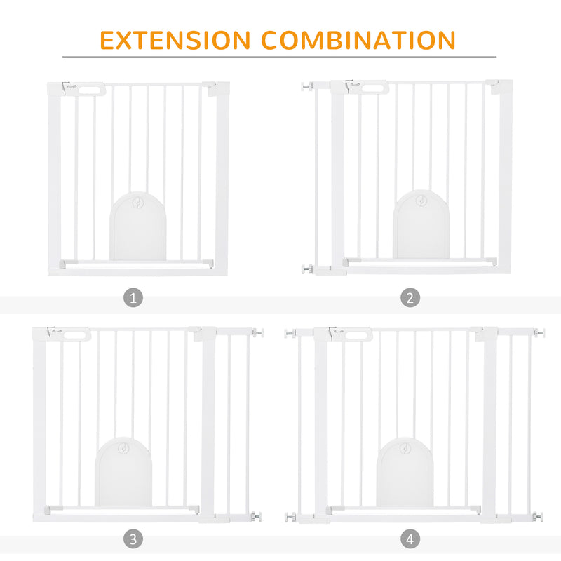 PawHut 75-103 cm Pet Safety Gate Pressure Fit Stair w/ Small Door Double Locking