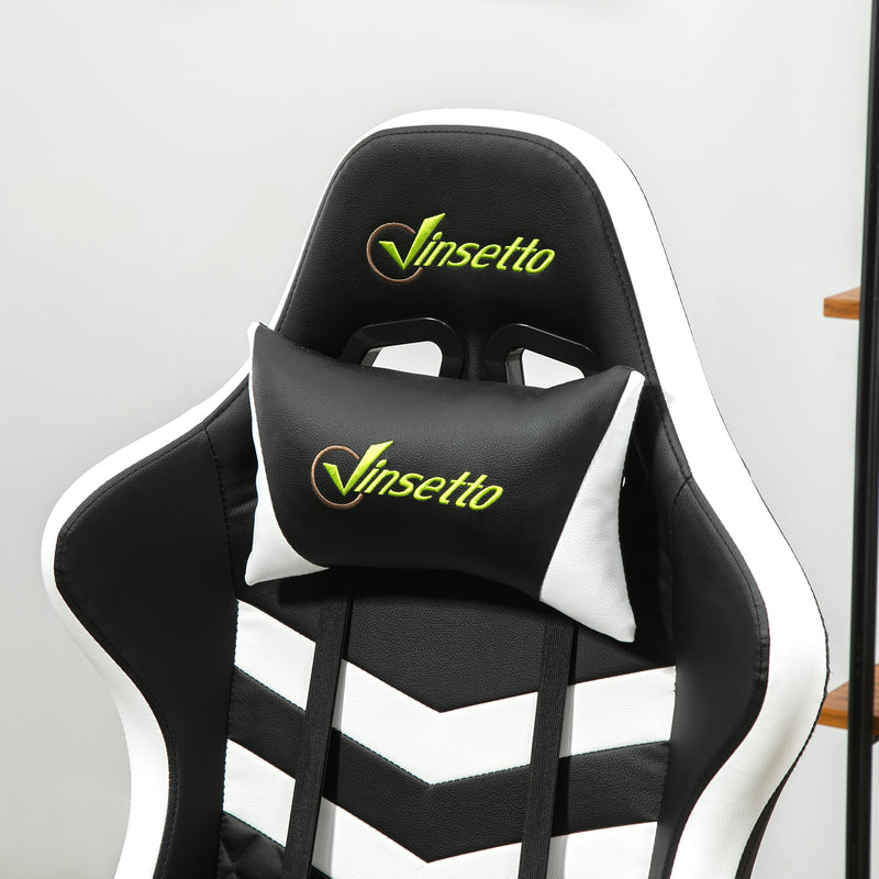 Vinsetto Racing Gaming Chair w/ Lumbar Support, Gamer Office Chair, Black White