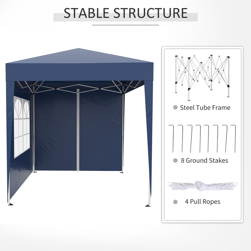 Outsunny 2mx2m Pop Up Gazebo Party Tent Canopy Marquee with Storage Bag Blue