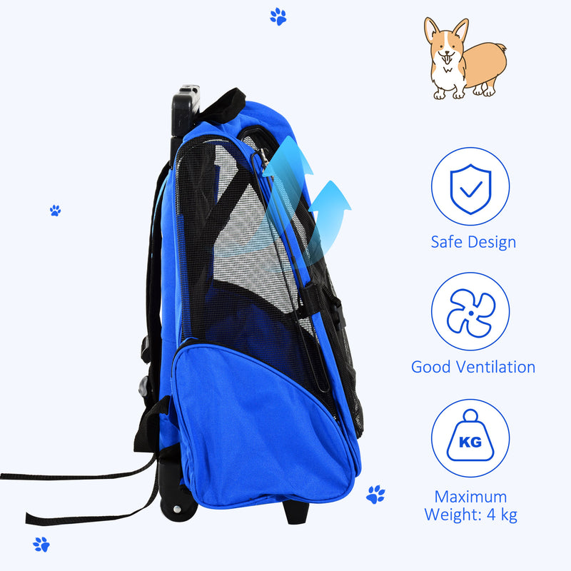 PawHut Pet Travel Backpack Bag Cat Puppy Dog Carrier w/ Trolley and Telescopic