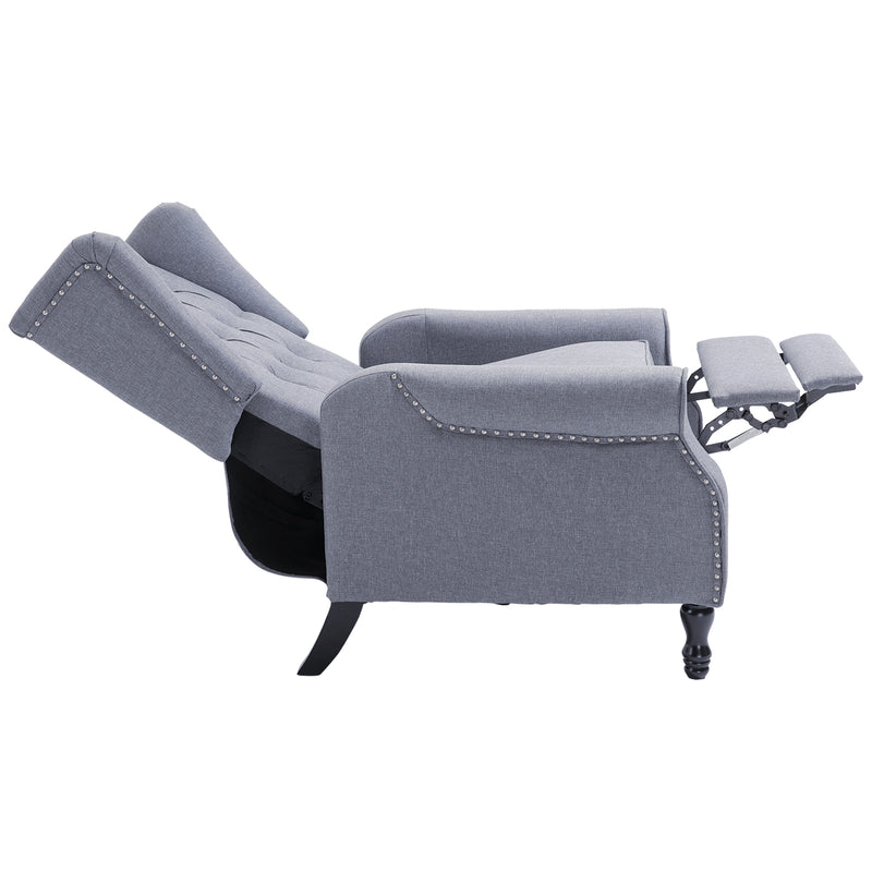 HOMCOM Manual Reclining Armchair Recliner with Retractable Footrest Light Grey