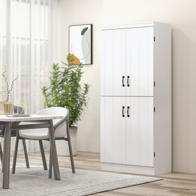 HOMCOM Kitchen Cupboard Storage Cabinet w/ 4 Doors and Adjustable Shelves,White