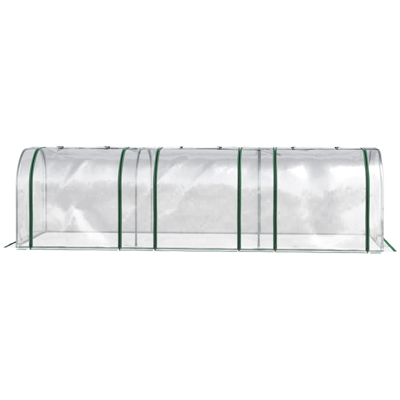 Outsunny Tunnel Greenhouse Steel Frame for Garden Backyard w/ Zipper Doors