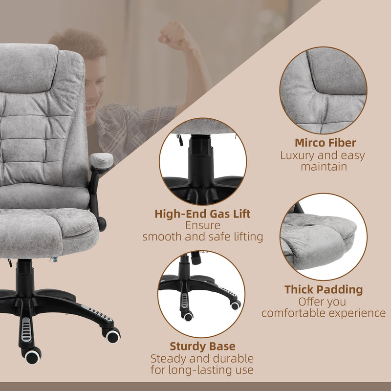 Vinsetto Office Chair w/ Heating Massage Points Relaxing Reclining Grey