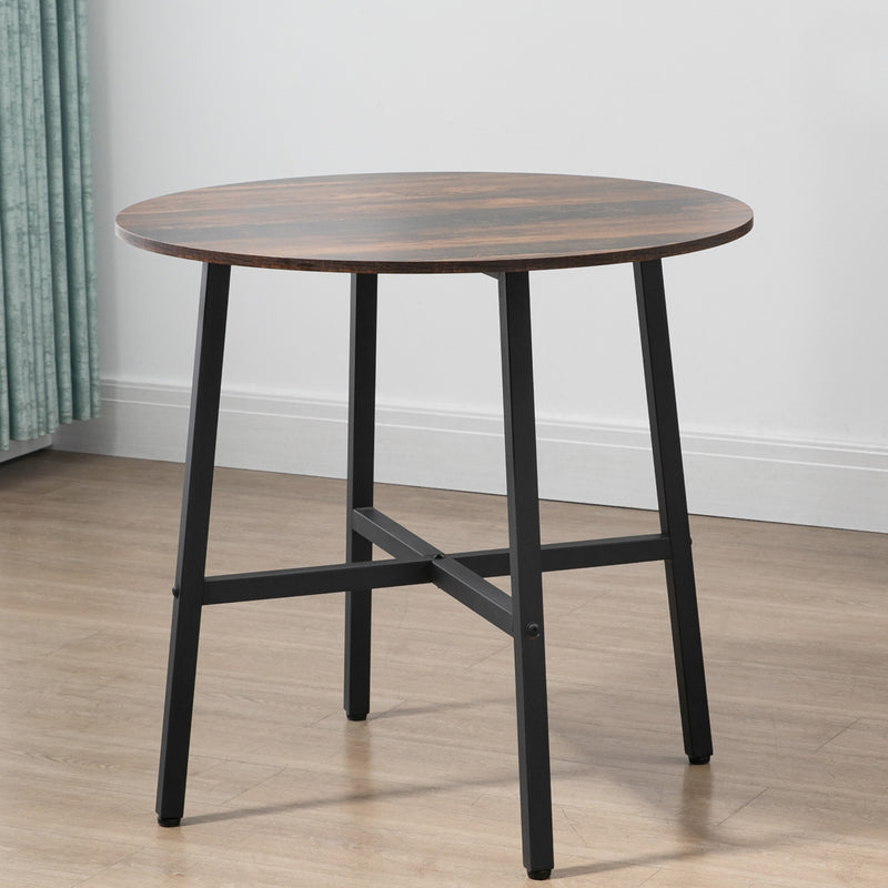 HOMCOM 80cm Round Kitchen Table, Dining Table for Small Spaces, Steel Leg