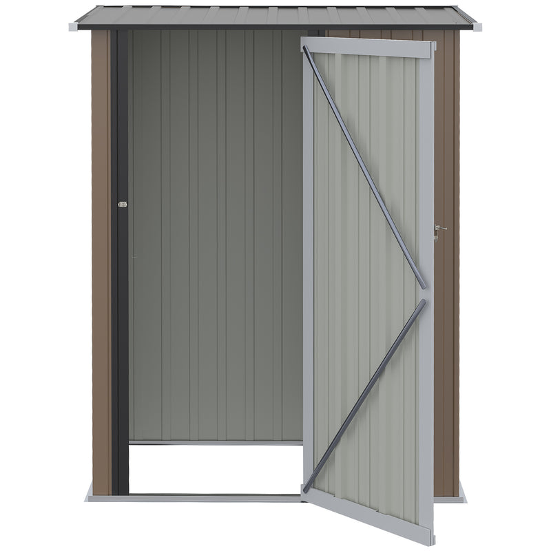 Outsunny Outdoor Storage Shed Steel Garden Shed with Lockable Door Brown