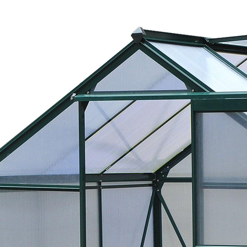 Outsunny 6x6ft Walk-In Polycarbonate Greenhouse Plant Grow Galvanized Aluminium