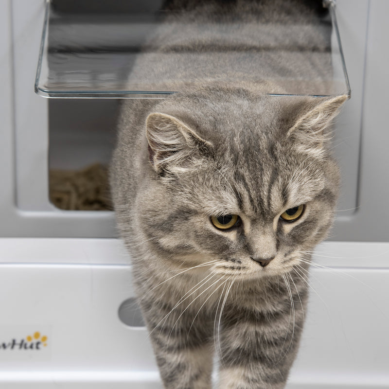 PawHut Hooded Cat Litter Box, Portable Pet Toilet w/ Scoop, Tray - Grey