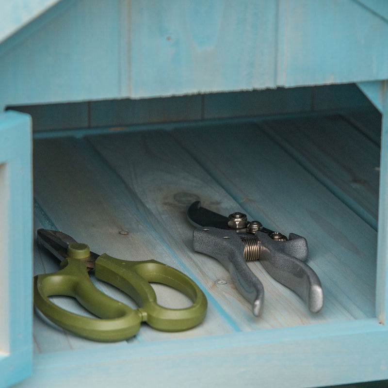 Outsunny Wooden Garden Storage Shed Tool Storage Box, 77 x 54 x 179 cm, Blue