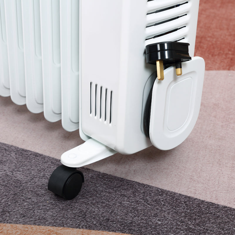 HOMCOM 2720W Oil Filled Portable Radiator Heater w/ Remote Control - White