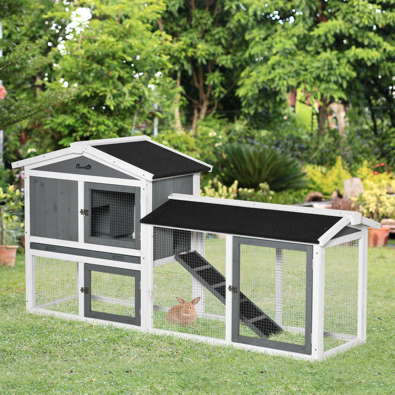 Double tier rabbit clearance hutch