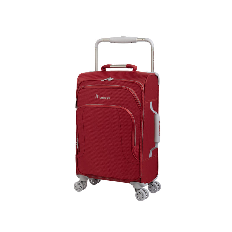IT Luggage World's Lightest Suitcase with 8 Wheels and Wide Handle Design - Red