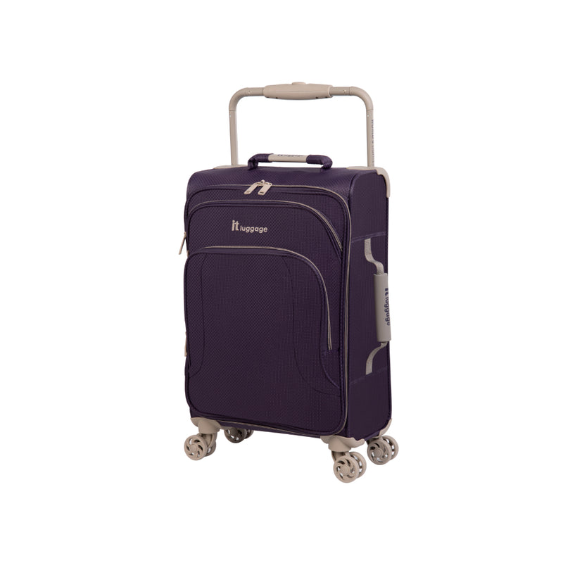 IT Luggage World's Lightest Suitcase with 8 Wheels and Wide Handle Design - Purple Pennant