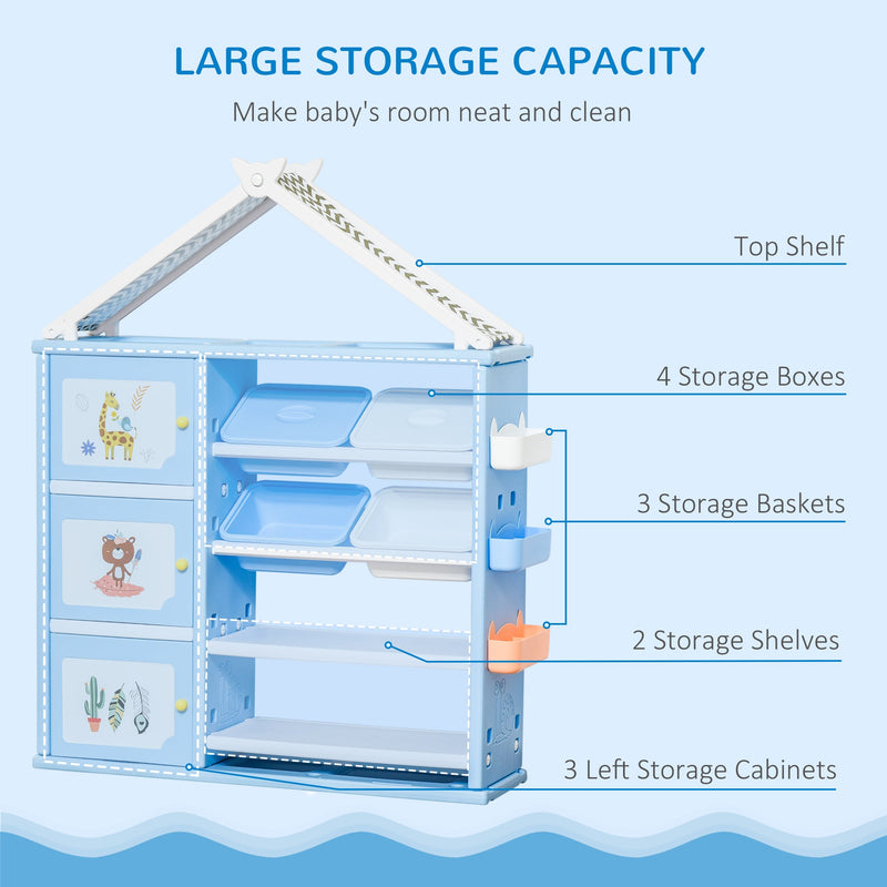 HOMCOM Toy Chest Kids Cabinet Storage Organizer for Toys Clothes Books, White