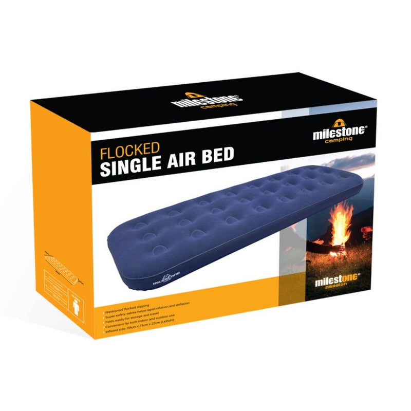 Milestone Airbed Single Flocked