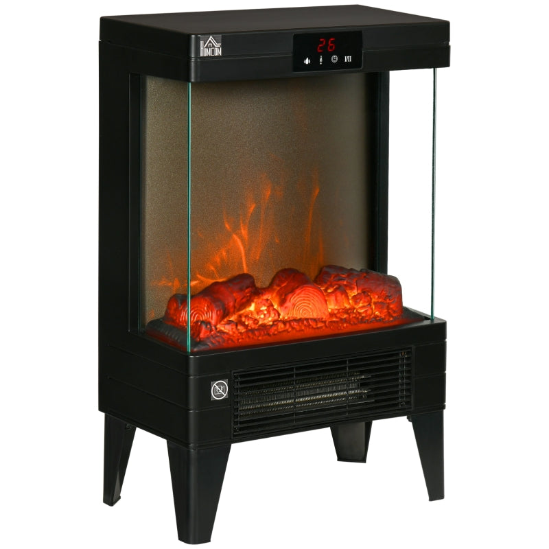 HOMCOM Electric Fireplace Heater- Black