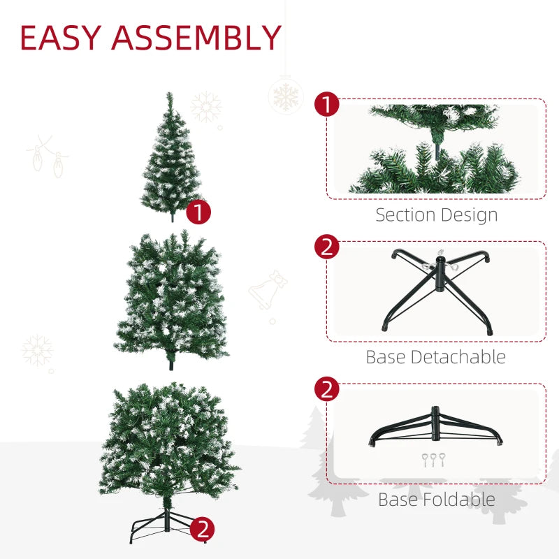 HOMCOM Christmas Tree Slim 6' with 300 Multi Coloured LED Lights