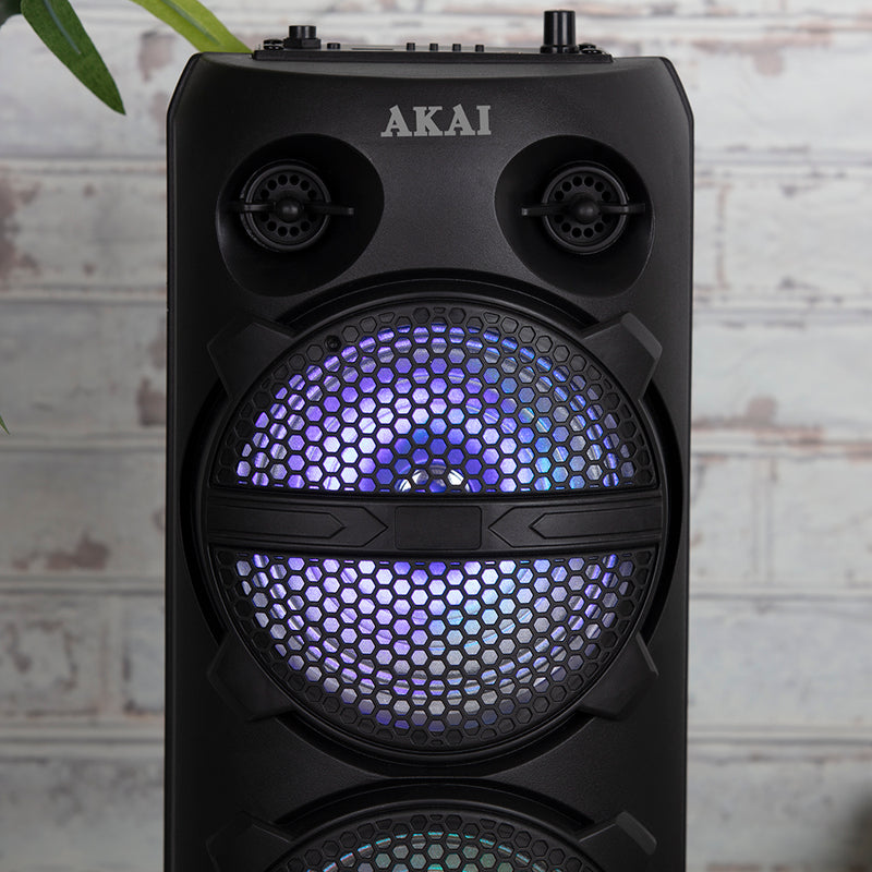 Akai Vibes Dual 6.5inch Bluetooth Portable Party Speaker Black