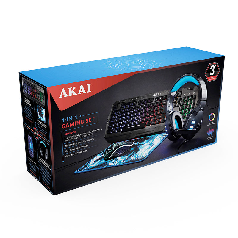 Akai Gaming 4 in 1 Gaming Combo Set for PC and Laptop