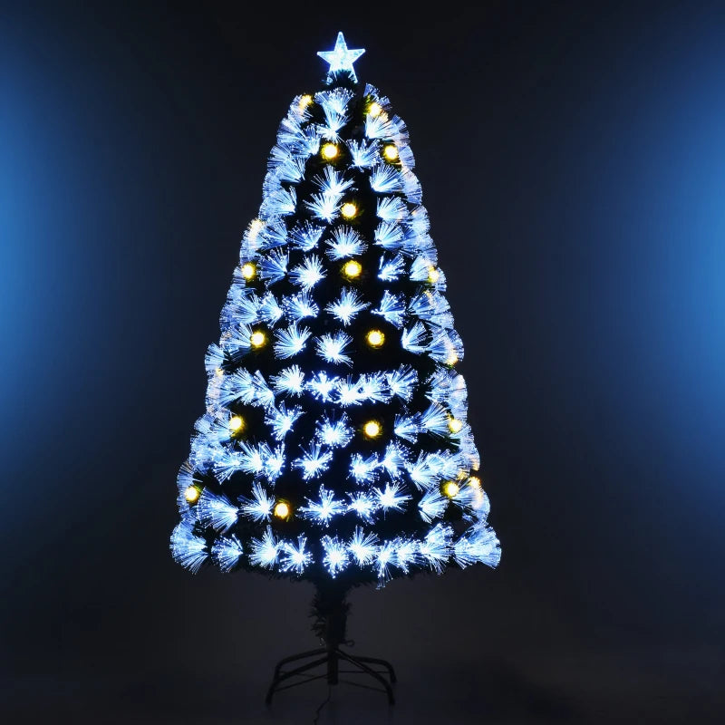 Christmas Fibre Optic Tree 6' with Warm White Cherry Lights and Blue Star